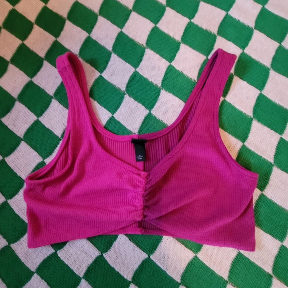 Wild Fable Cropped Pink Half Split Tank Size Med
